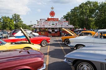 Exterior: Monthly Summer "Cruise Nights" - Ardy & Ed's Drive In in Oshkosh, WI Hamburger Restaurants