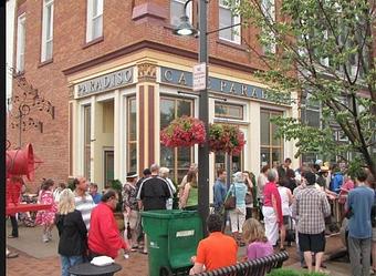 Exterior: Cafe Paradiso Art Walk - Cafe Paradiso in Fairfield, IA Coffee, Espresso & Tea House Restaurants