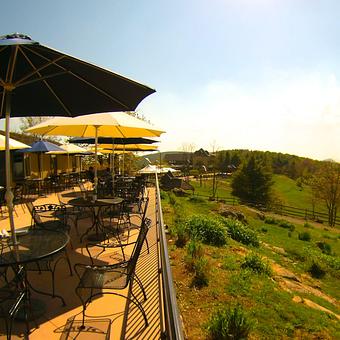 Exterior: Terrace Dining.  Top 100 Restaurant Views in America - Chateau Morrisette Winery and Restaurant in Floyd, VA American Restaurants