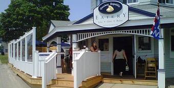 Exterior - Quahog Republic in located at 197 Onset Ave, Onset.  Directly across from the Onset town pier, the High Line Canal Crui - Onset, MA American Restaurants