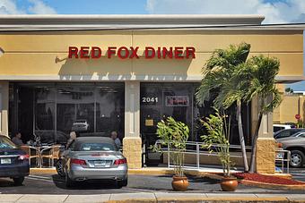 Exterior - Red Fox Diner in on Sample Road 1 block east of Federal Hwy (US 1) - Lighthouse Point, FL Diner Restaurants