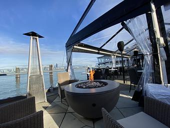 Exterior: Tented Heated Outdoor Waterfront Dining - Salty's on Alki in Alki Beach, West Seattle - Seattle, WA American Restaurants