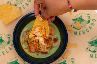 Product: Poached shrimp, coconut mojito, jícama slaw. - Red Mesa Mercado in St. Petersburg, FL Mexican Restaurants