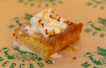 Product: Sponge cake, toasted coconut, whipped cream. - Red Mesa Mercado in St. Petersburg, FL Mexican Restaurants