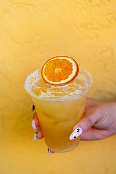 Product: Hornitos Plata Tequila, blood orange liqueur, passion fruit, lime, orange, orange bitters, salt rim. - Red Mesa Mercado in St. Petersburg, FL Mexican Restaurants