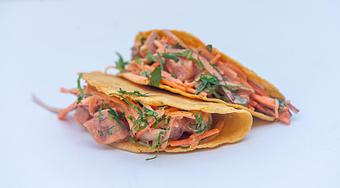 Product: Sashimi tuna, jícama slaw, honey sriracha. - Red Mesa Mercado in St. Petersburg, FL Mexican Restaurants