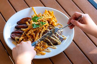 Product: Seasoned fries, sweet plantains, tamarind aioli. - Red Mesa Restaurant in St Petersburg, FL Mexican Restaurants