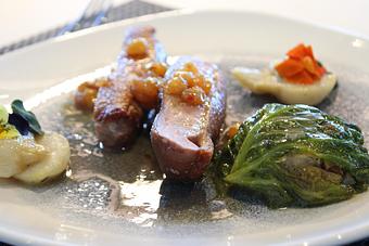 Product: chou farci of duck confit, turnip, cider agra dolce - Rod 'N' Reel Restaurant in Chesapeake Beach, MD Restaurants/Food & Dining