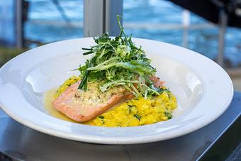 Product: Dungeness Crab Stuffed Steelhead - Salty's on Alki in Alki Beach, West Seattle - Seattle, WA American Restaurants