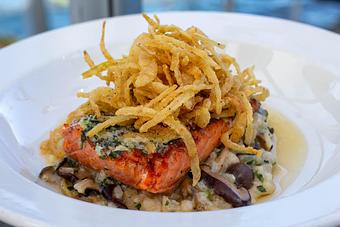 Product: Grilled Ora King Salmon - Salty's on Alki in Alki Beach, West Seattle - Seattle, WA American Restaurants