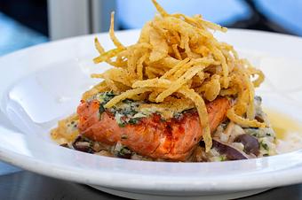 Product: Grilled Ora King Salmon - Salty's on Alki in Alki Beach, West Seattle - Seattle, WA American Restaurants