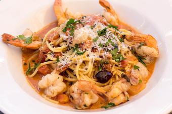 Product: Prawn Pasta - Salty's on Alki in Alki Beach, West Seattle - Seattle, WA American Restaurants