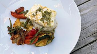 Product: Grilled Halibut - Salty's on Alki in Alki Beach, West Seattle - Seattle, WA American Restaurants