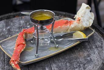 Product: with choice of chowder or caesar, with whipped garlic potatoes and asparagus, followed by
white chocolate mousse cake - Salty's on Alki in Alki Beach, West Seattle - Seattle, WA American Restaurants