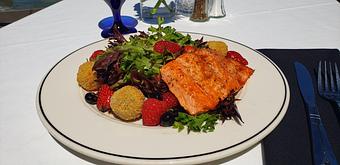 Product: Lavender Honey Salmon Salad - Festival July 2025 - Salty's on Alki in Alki Beach, West Seattle - Seattle, WA American Restaurants