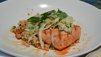 Product: Pan Seared Copper River Coho - Salty's on Alki in Alki Beach, West Seattle - Seattle, WA American Restaurants