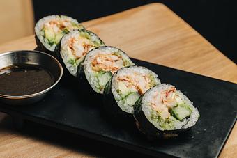 Product: lobster tossed with yuzu mayo and rolled with avocado and cucumber. served with side of wasabi soy. available in 5 or 10 pieces. - Sushi San - Reservations in River North - Chicago, IL Japanese Restaurants