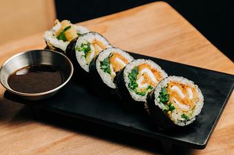 Product: hand battered salt and pepper squid rolled with jalapeño and negi. served with side of wasabi soy. available in 5 or 10 pieces. - Sushi San - Reservations in River North - Chicago, IL Japanese Restaurants