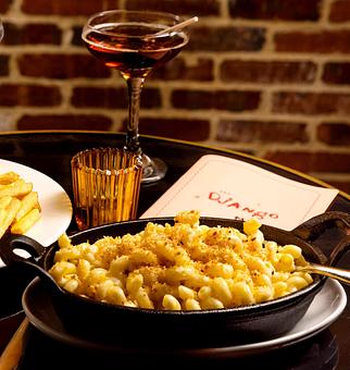 Product: The Django | Jazz Club and Restaurant in Downtown NYC | Mz & Cheese at The Django. Add thick-cut bacon +8 or lobster +16. - The Django in TriBeCa - New York, NY American Restaurants