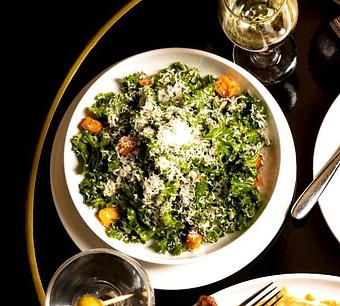 Product: The Django | Jazz Club and Restaurant in Downtown NYC | Kale Caesar Salad at The Django. Add chicken +10, salmon +12 or lobster +16. - The Django in TriBeCa - New York, NY American Restaurants