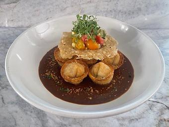 Product: Wild Fried Mushroom Dumplings - Walter Hansel Wine & Bistro in Santa Rosa, CA French Restaurants
