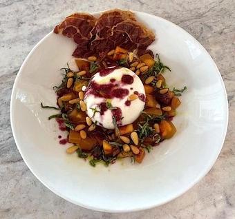 Product: Fuyu Persimmon & Burrata Di Stefano - Walter Hansel Wine & Bistro in Santa Rosa, CA French Restaurants