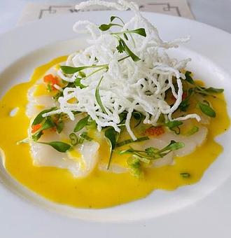 Product: Royal Sweet Scallop Carpaccio - Walter Hansel Wine & Bistro in Santa Rosa, CA French Restaurants