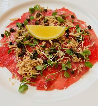 Product: Beef Carpaccio - Walter Hansel Wine & Bistro in Santa Rosa, CA French Restaurants