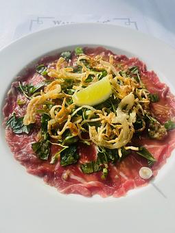 Product: Vietnamese Style Beef Carpaccio - Walter Hansel Wine & Bistro in Santa Rosa, CA French Restaurants