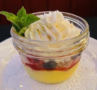 Product: Lemon Curd, Pecan Shortcake, Mixed Berries Compote, Chantilly Cream - Walter Hansel Wine & Bistro in Santa Rosa, CA French Restaurants