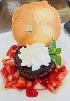 Product: Crustless Valrhona Chocolate Cheesecake - Walter Hansel Wine & Bistro in Santa Rosa, CA French Restaurants