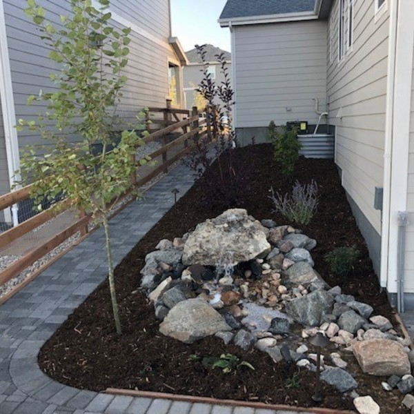 Dry Creek Bed with Seating Wall - Portfolio -  Alive Outside Landscaping