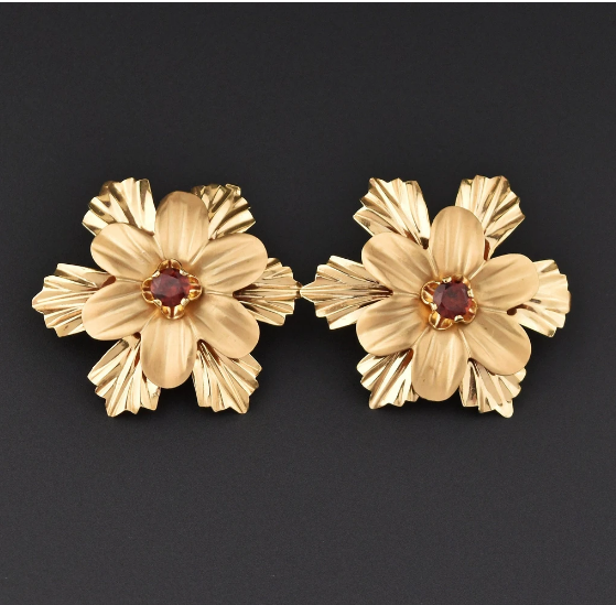 14K Spessartine Garnet Stud Earrings w Two Ear Jackets - Vintage Jewelry -  Boylerpf Antique & Vintage Jewelry