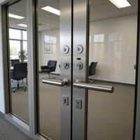Commercial glass door lever handle lock installation and master key setup by Springfield A1 Locksmith. Call Us (937) 939-2288