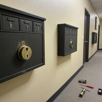 Wall-mounted commercial mailboxes lock replacement and rekeying by Springfield A1 Locksmith. Call Us (937) 939-2288