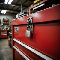 Heavy-duty toolbox lock installation service by Harrison Locksmith VA. Call Us (804) 395-8803